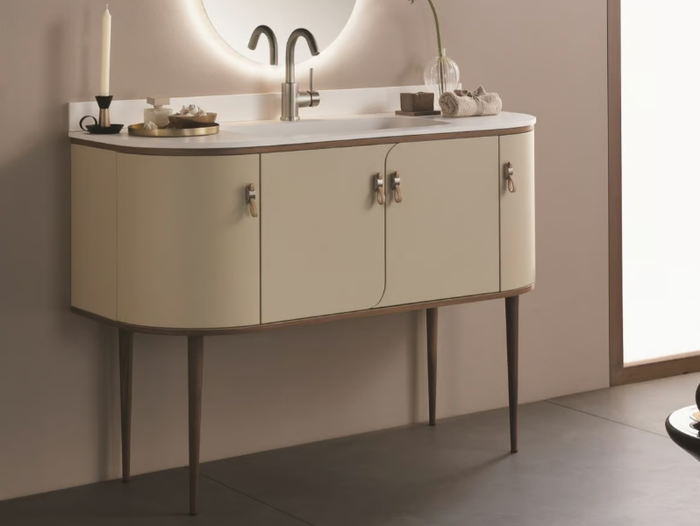 LIBERTY - Floor-standing single wooden vanity unit with doors _ Gaia Mobili